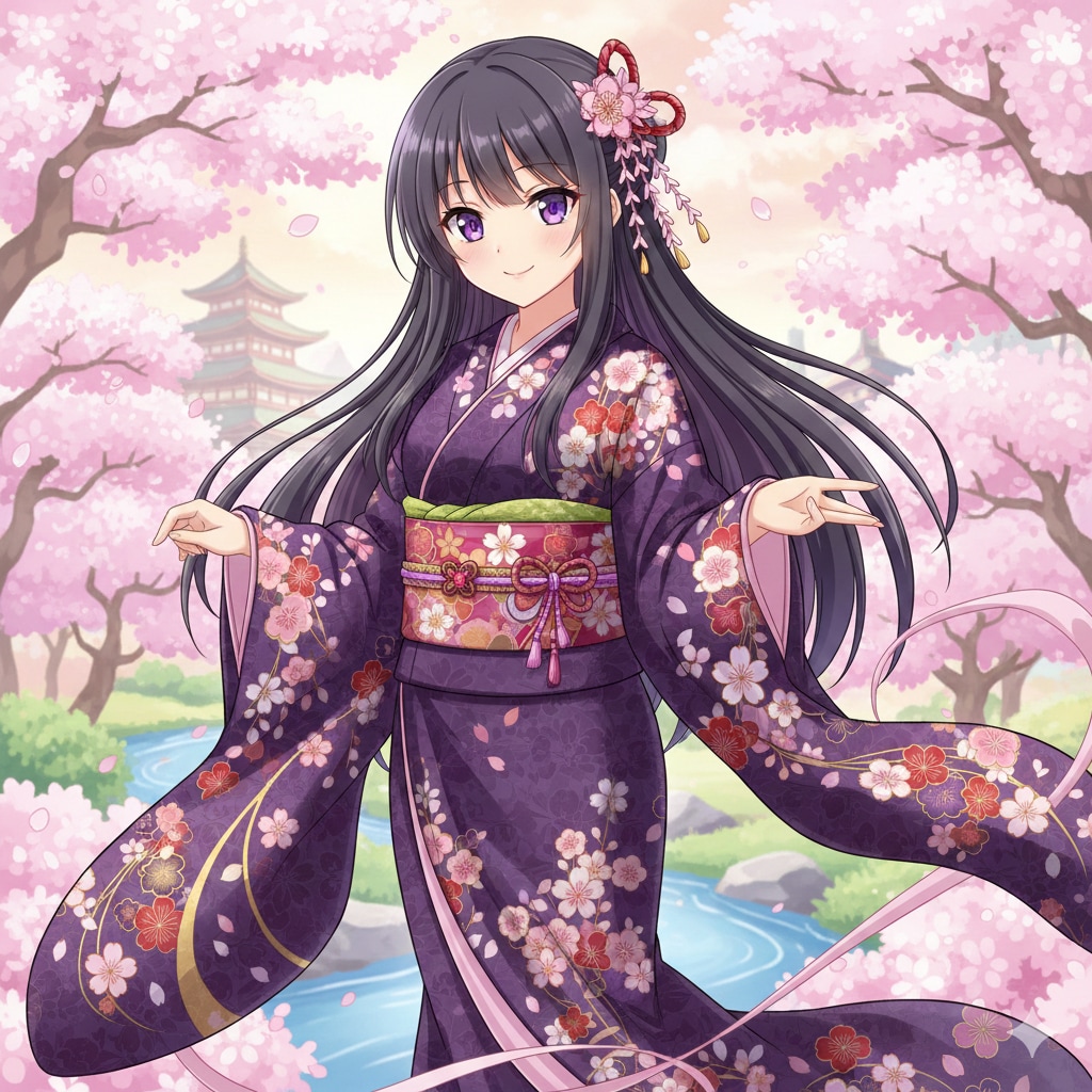 古典柄着物の女の子たち
