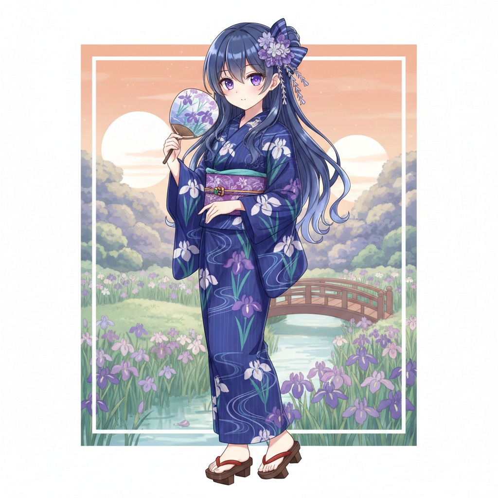 古典柄着物の女の子たち