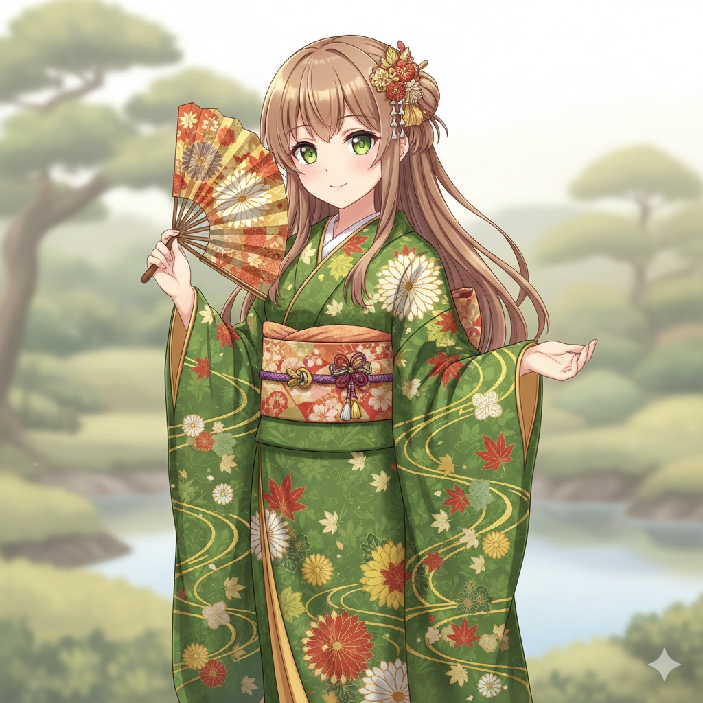 古典柄着物の女の子たち