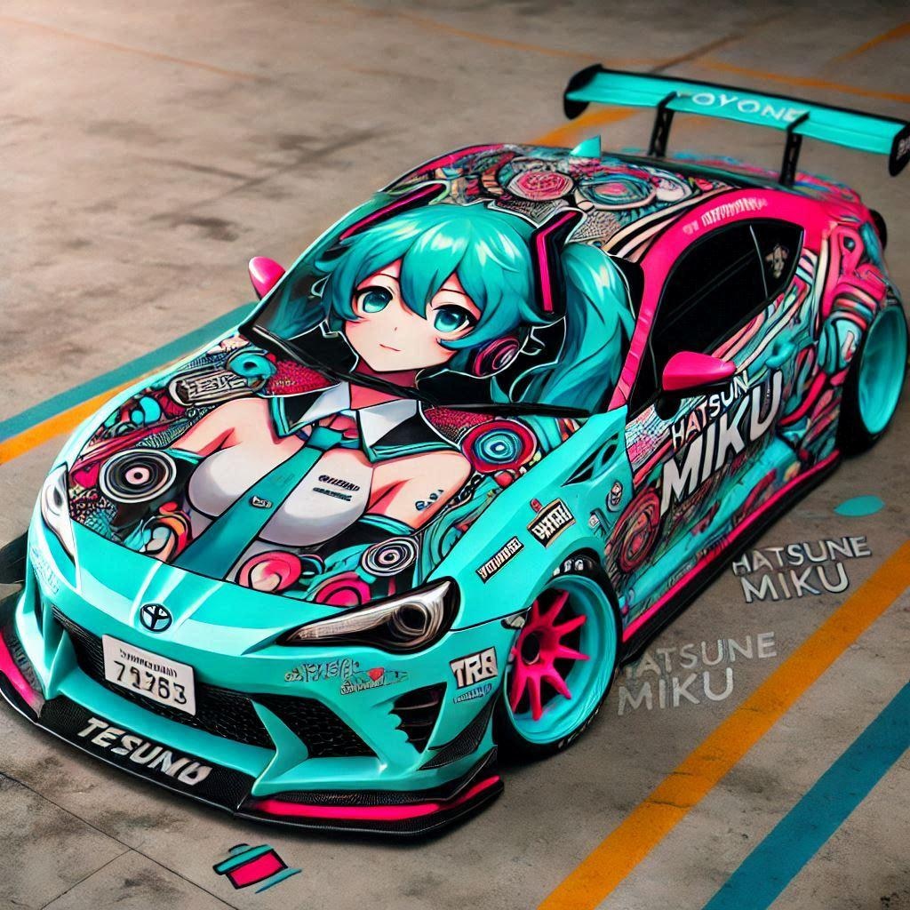 初音ミクカラーのトヨタ86のドリ車