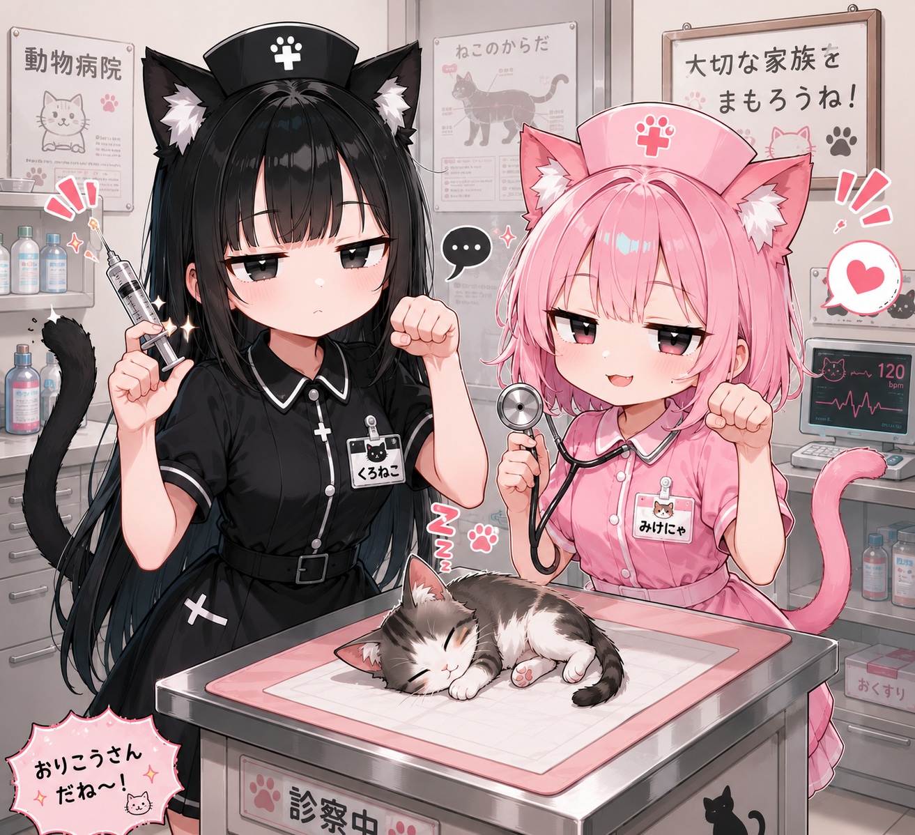 謎の海産物さんちの黒猫ちゃんとナースしてみた！！ | の人気AIイラスト・グラビア