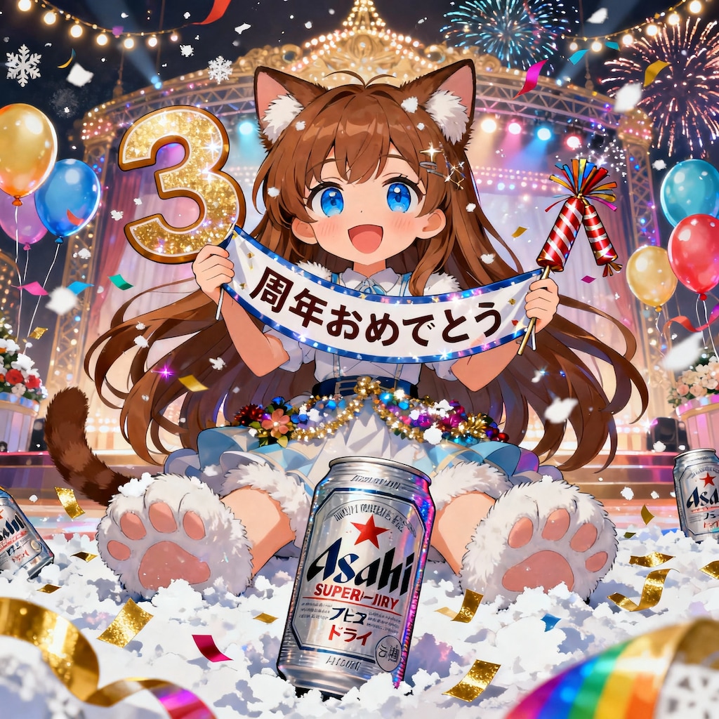 ちちぷい３周年祝いイラスト