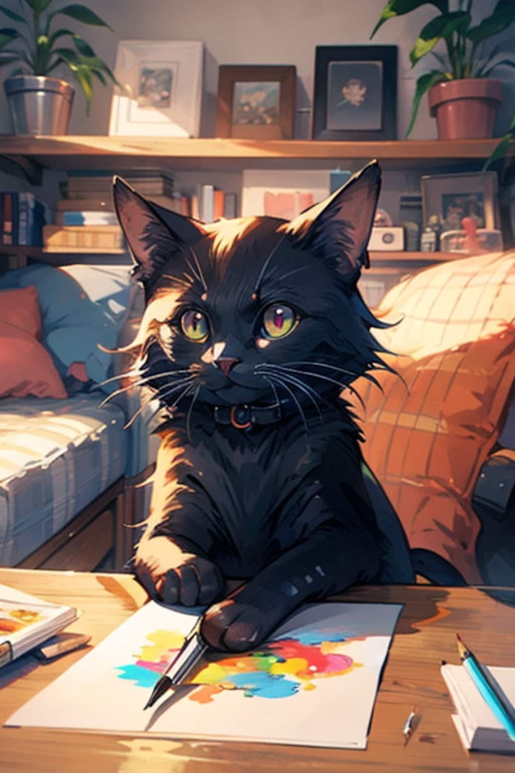 猫を描いてもらった