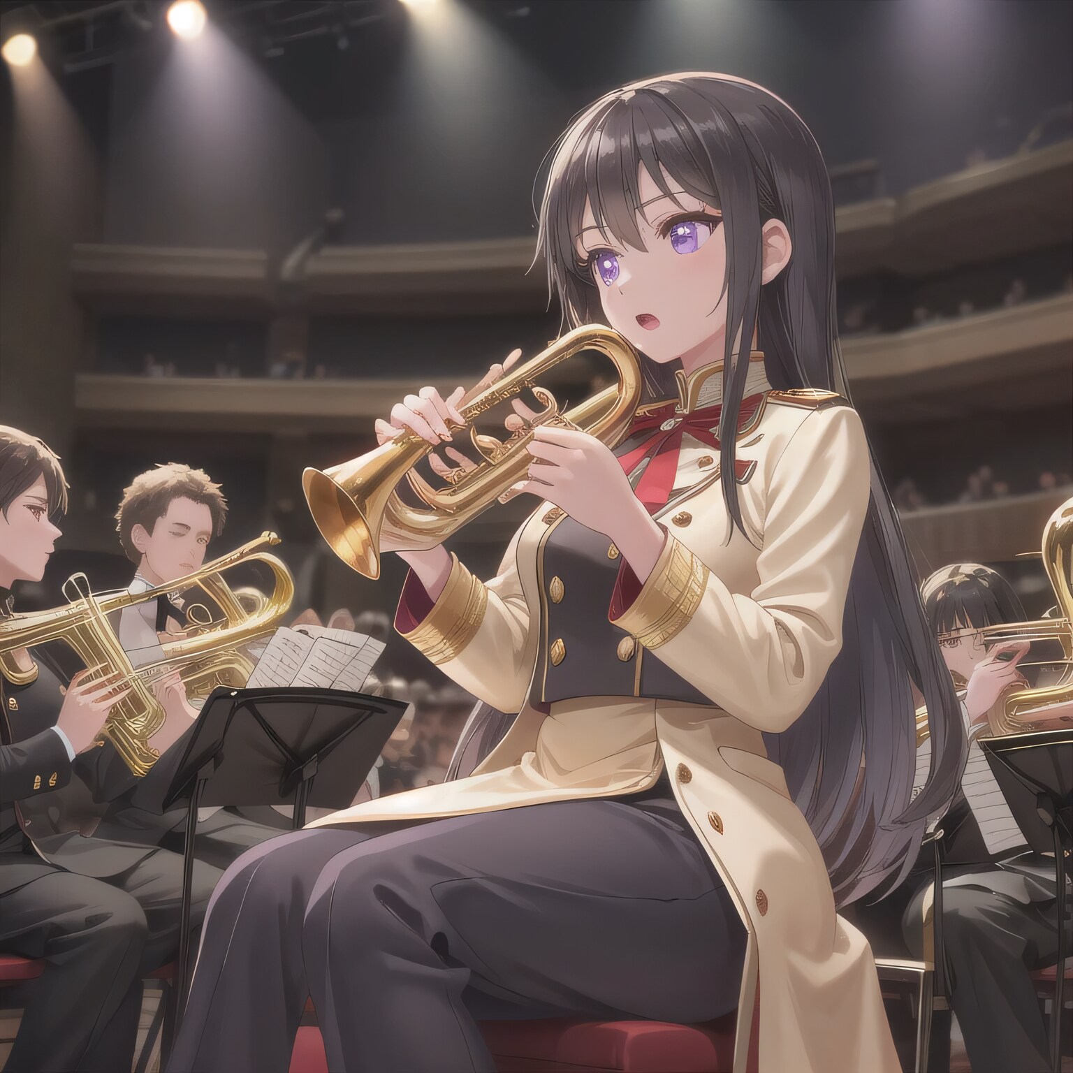 黒髪ロングでブラスバンドの少女１１ | の人気AIイラスト・グラビア