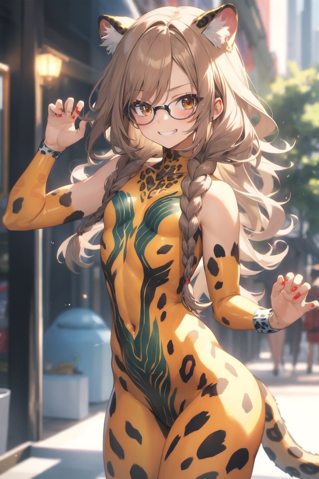 獣のようにしなやかな肢体と豹のボディペインティング