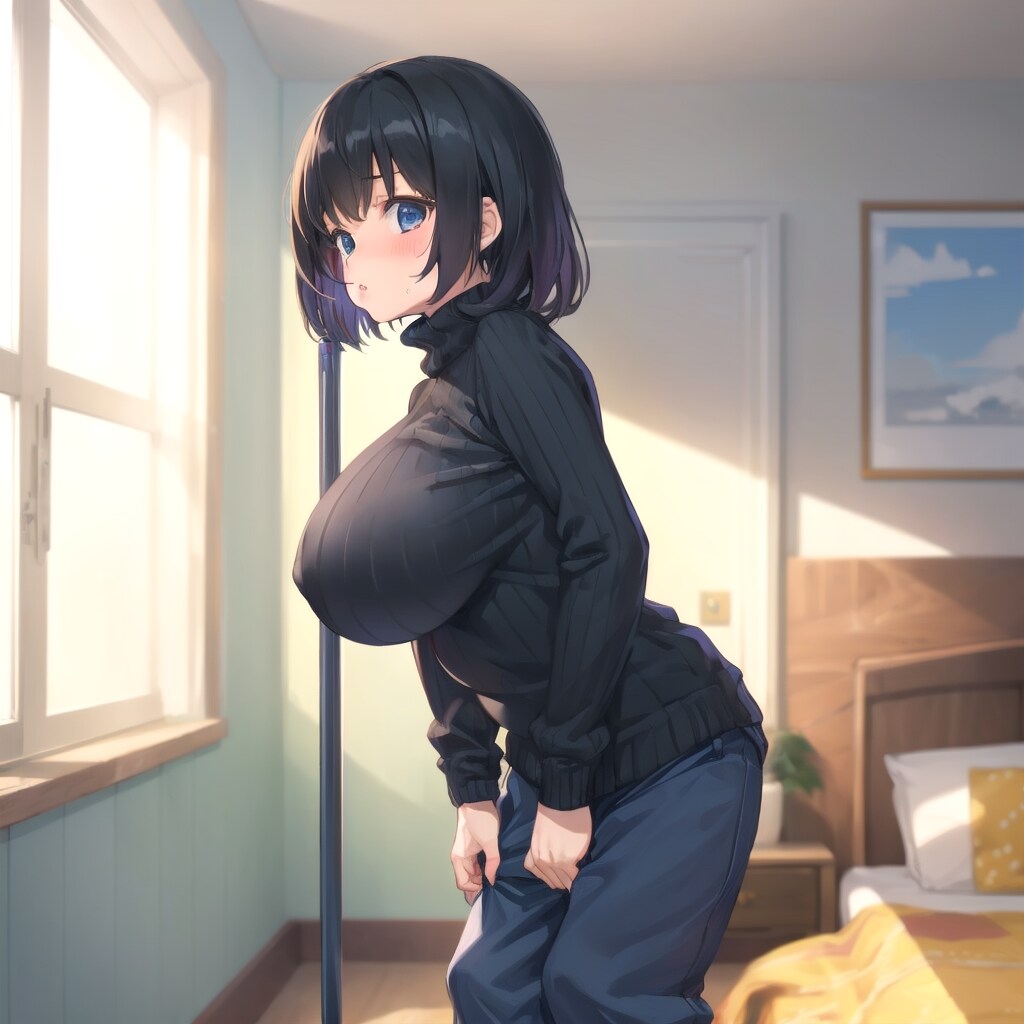 たわわなセーターを着た女の子（表情のプロンプト無視されたorz）