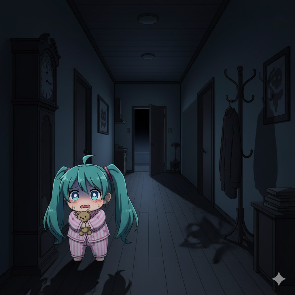 ミクちゃん 夜のトイレへの冒険😖