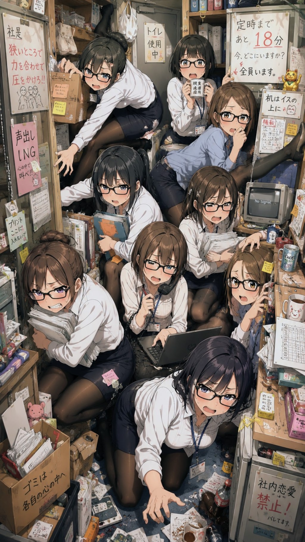 カオスなメガネ黒パンスト激狭オフィス👓️