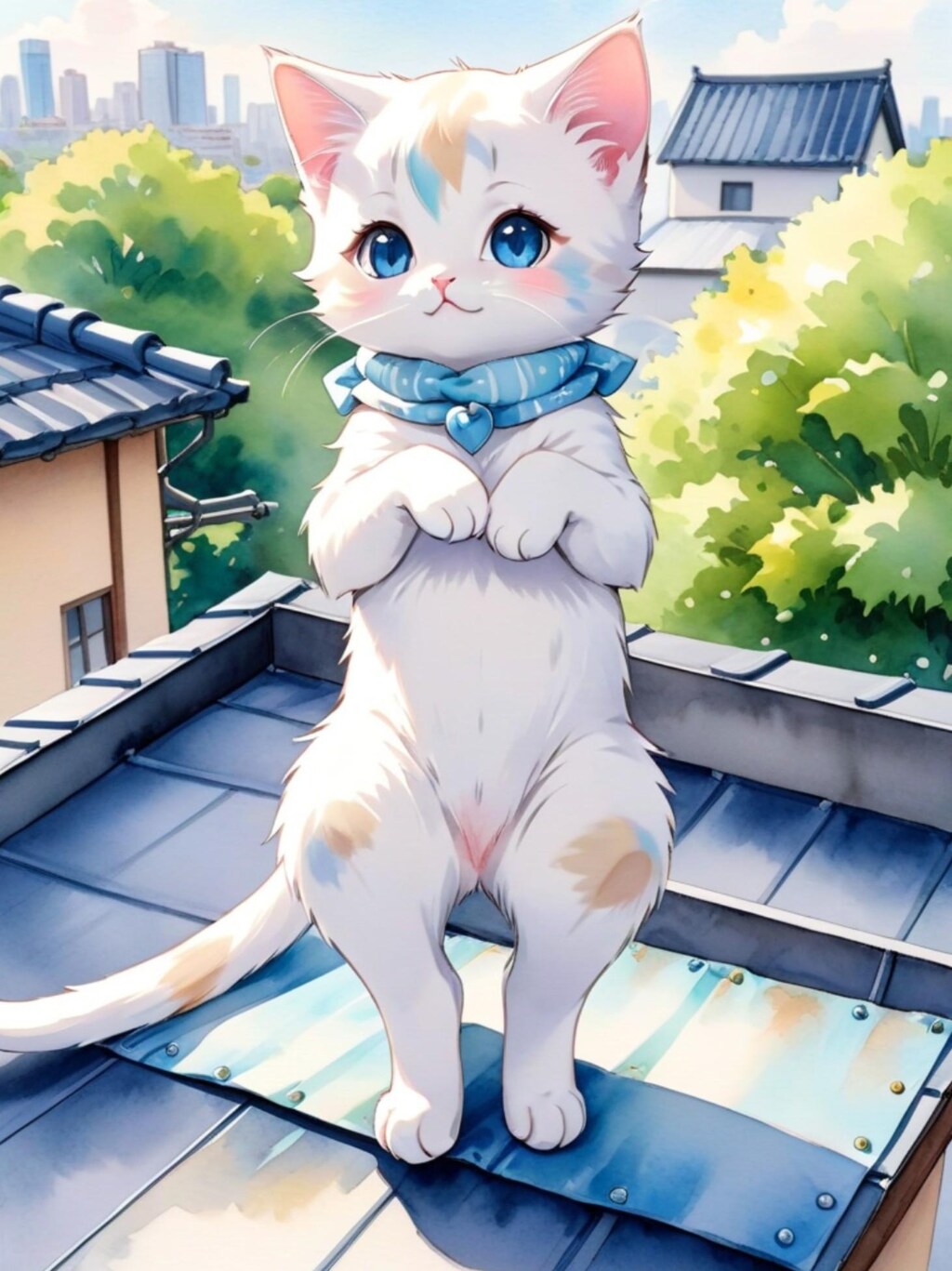 屋根の上の猫