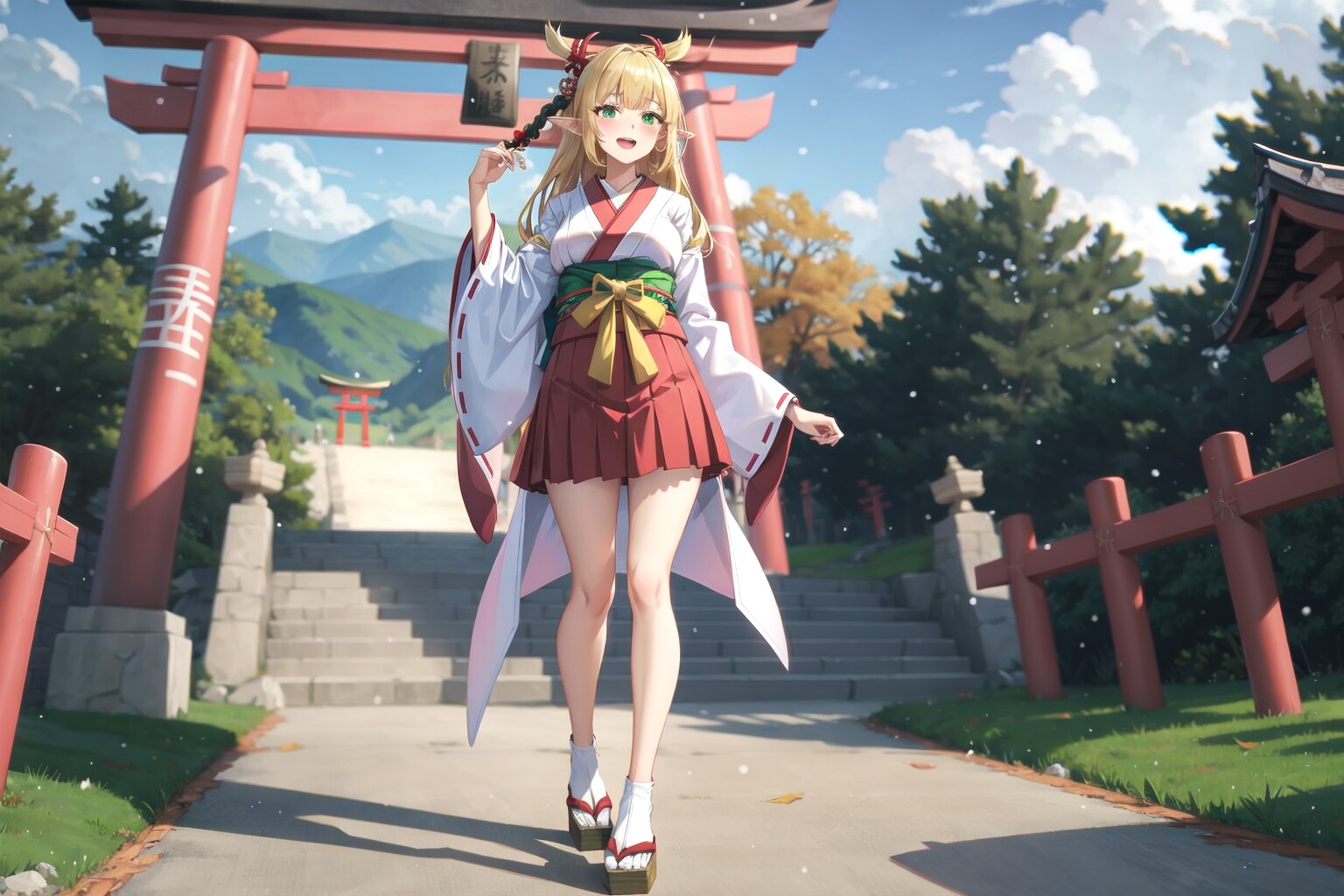 巫女のエルフの若奥様