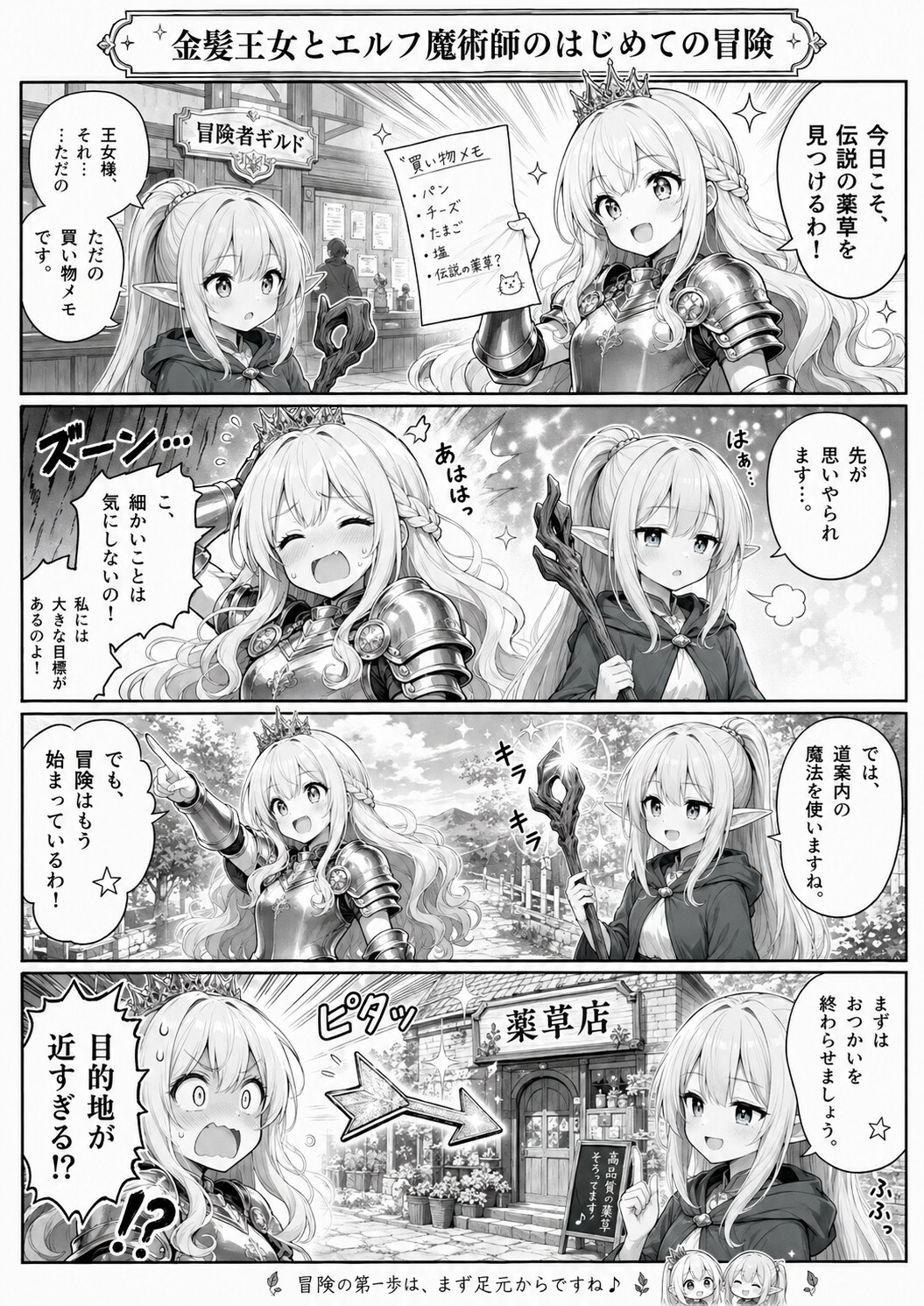 【AI漫画実験】金髪王女とエルフ魔術師の冒険 | の人気AIイラスト・グラビア