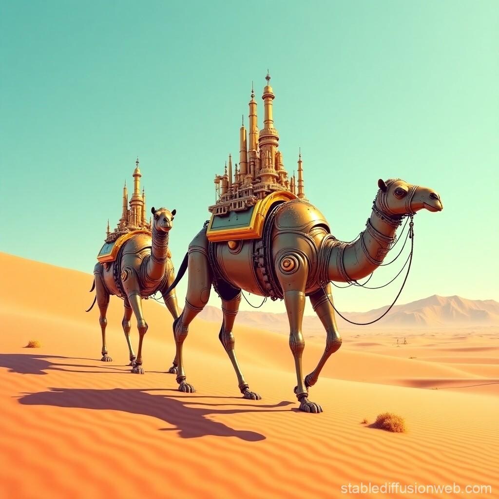 都市を背負う、ラクダの造形