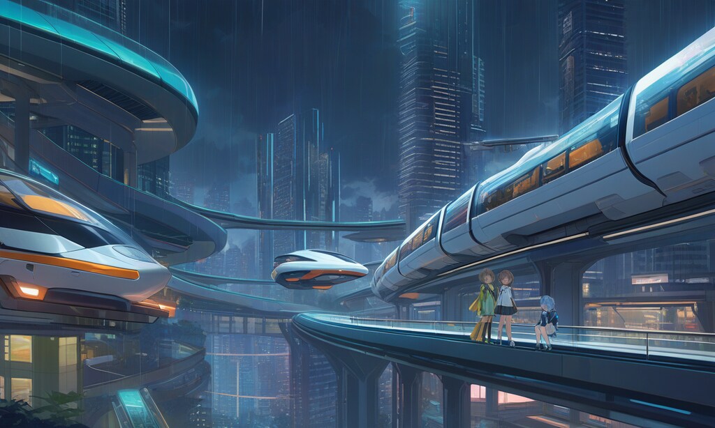 未来都市は今日も雨💧（pixAI版その1）