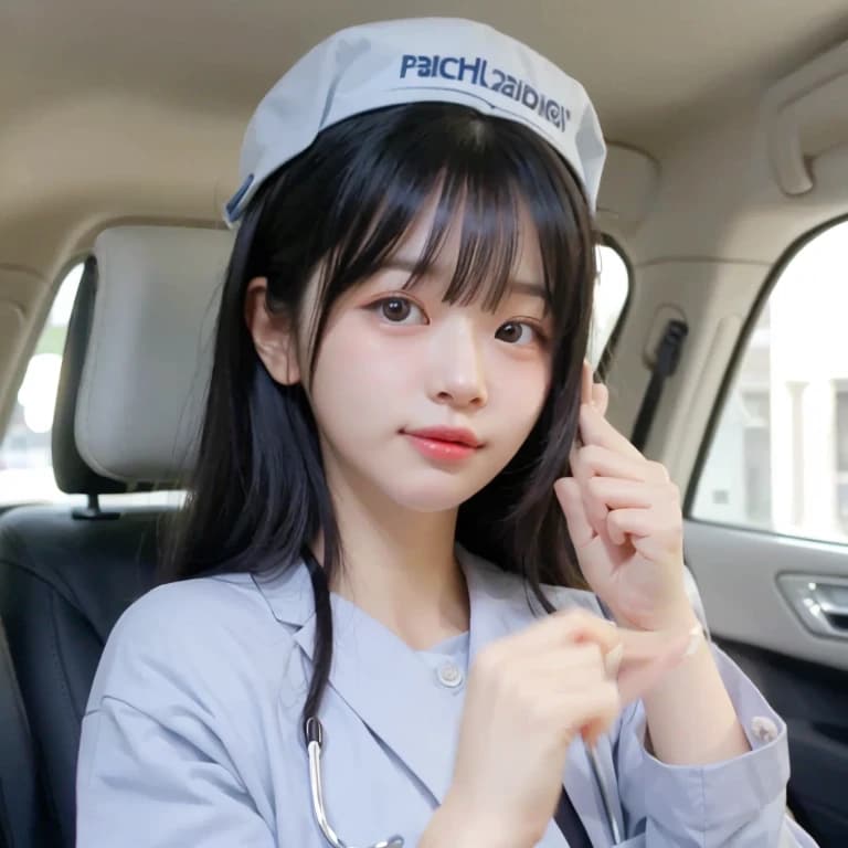 黒髪ロングで車内の美女６３ | の人気AIイラスト・グラビア