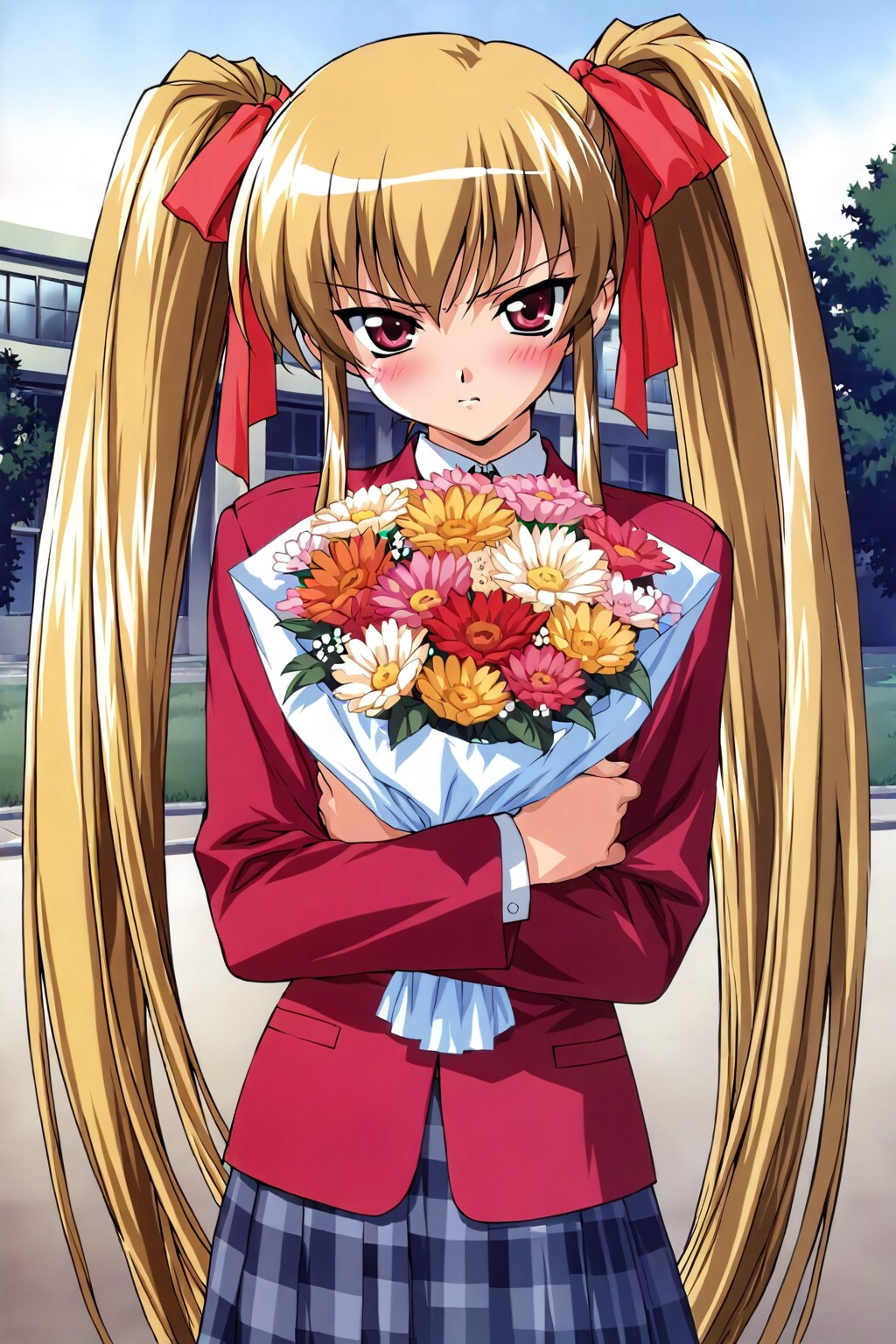 花束を持つ女