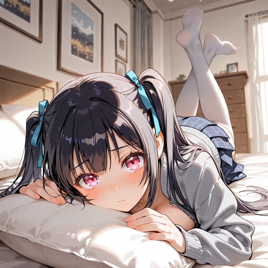 構ってほしい黒髪ツインテ娘 | の人気AIイラスト・グラビア