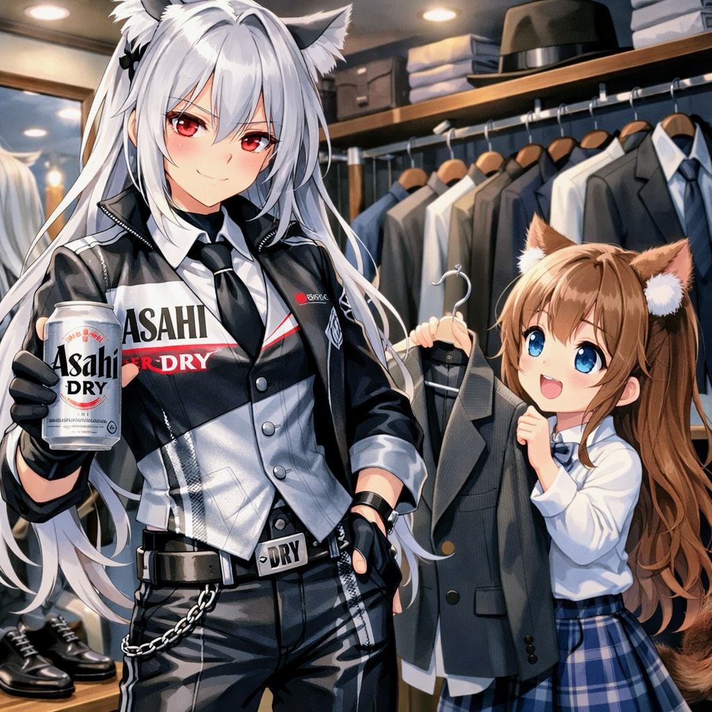 スーパードライのお姉さんを男装させる小さな女の子