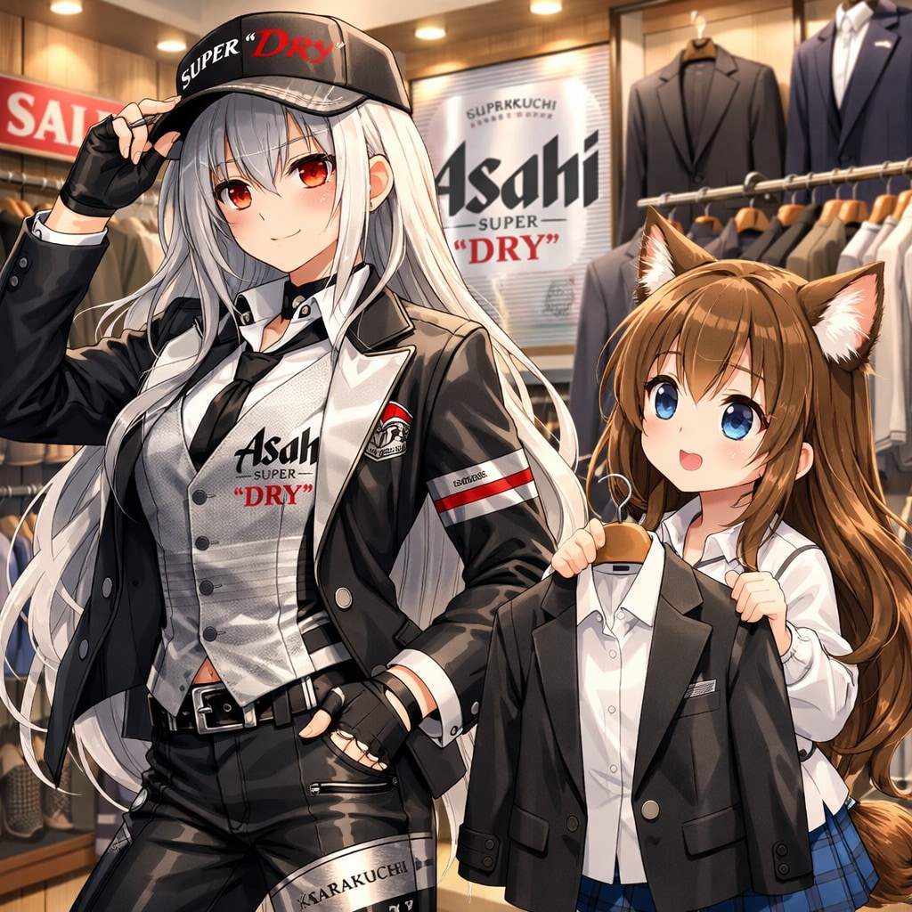 スーパードライのお姉さんを男装させる小さな女の子