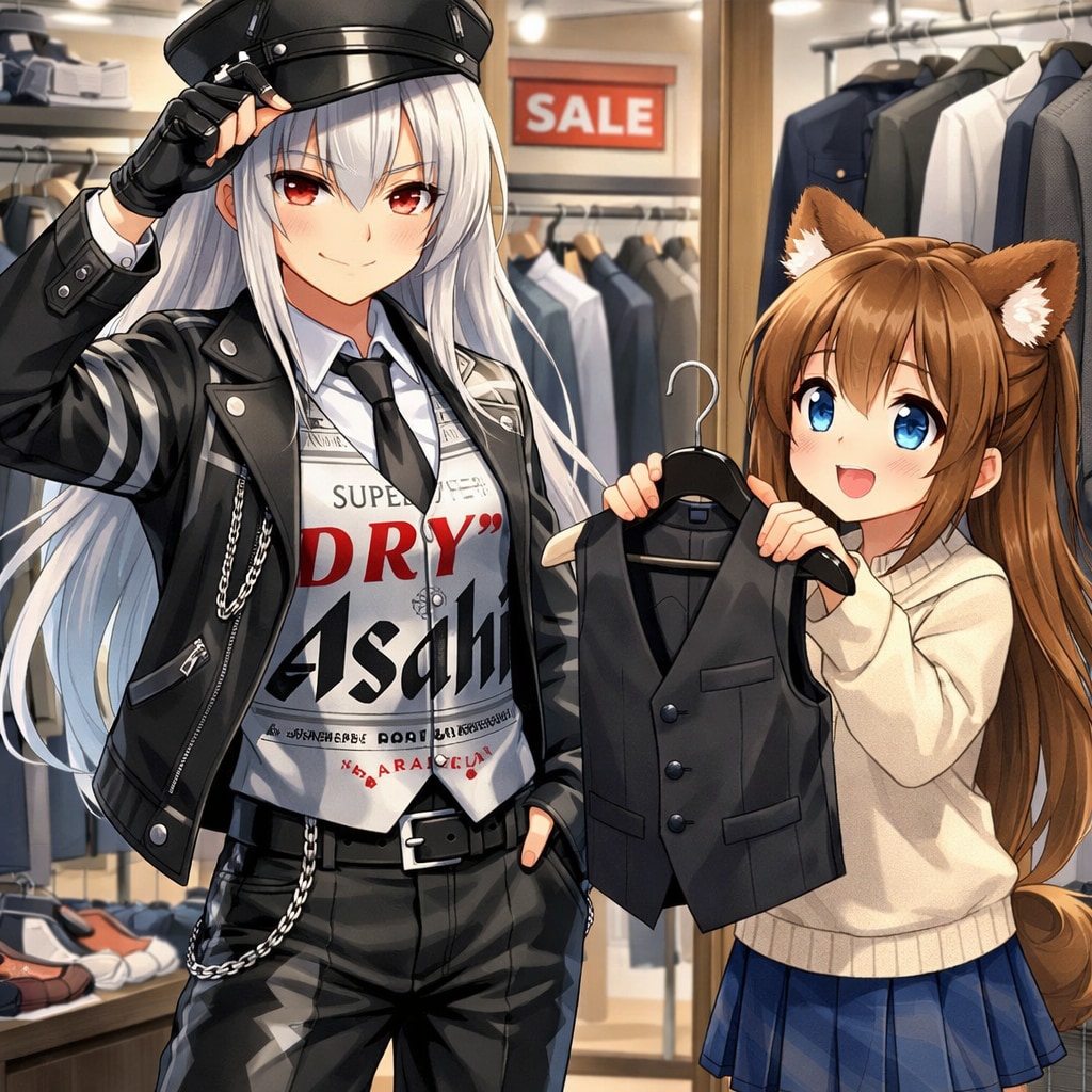 スーパードライのお姉さんを男装させる小さな女の子