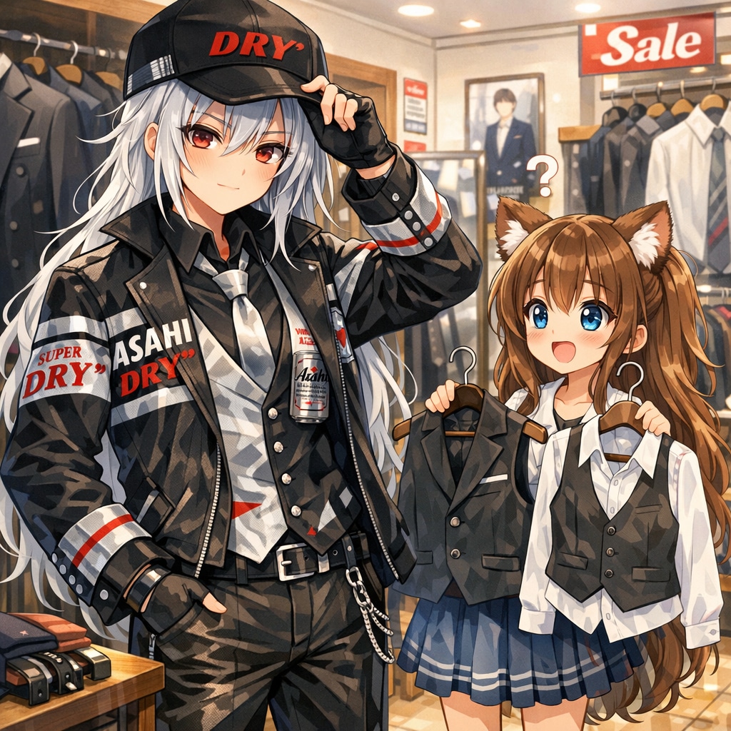 スーパードライのお姉さんを男装させる小さな女の子