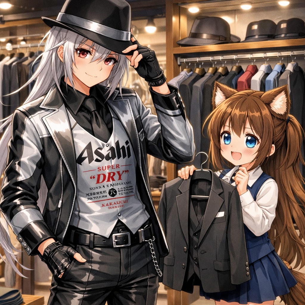 スーパードライのお姉さんを男装させる小さな女の子