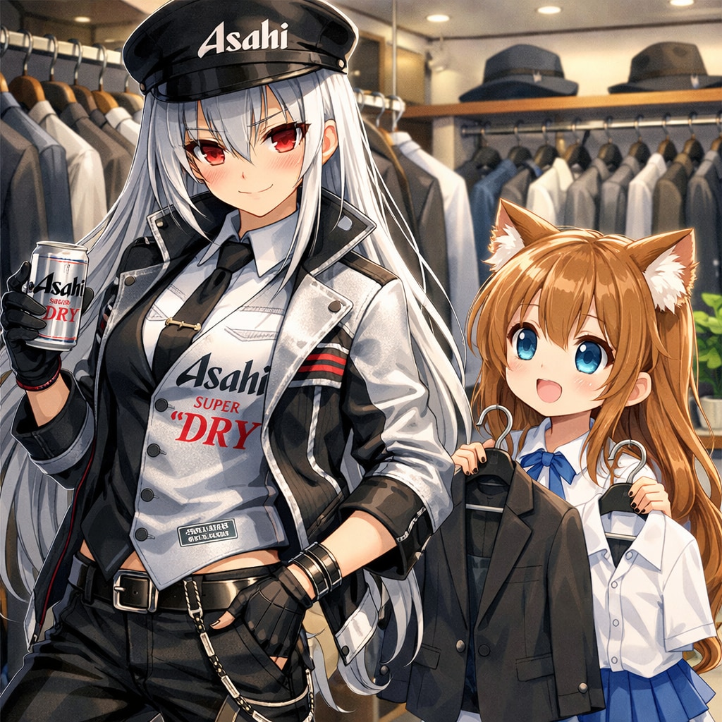 スーパードライのお姉さんを男装させる小さな女の子