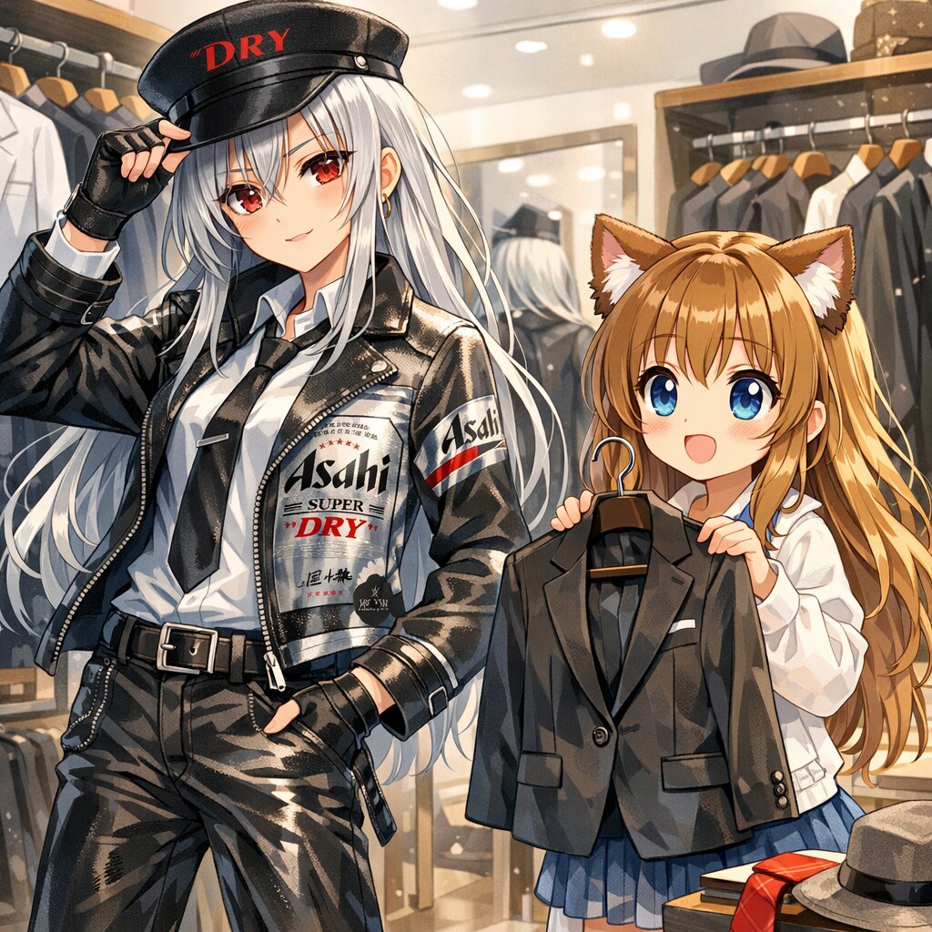 スーパードライのお姉さんを男装させる小さな女の子 | の人気AIイラスト・グラビア