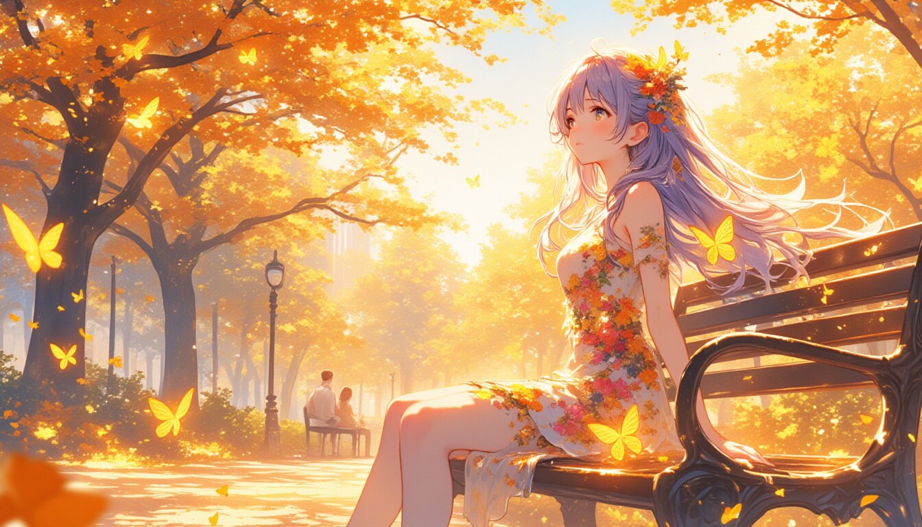 金木犀の香る公園で物思いにふける | の人気AIイラスト・グラビア