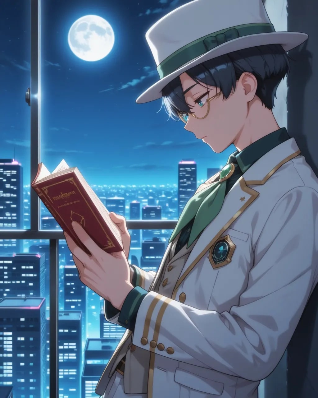 月明りで読書マン