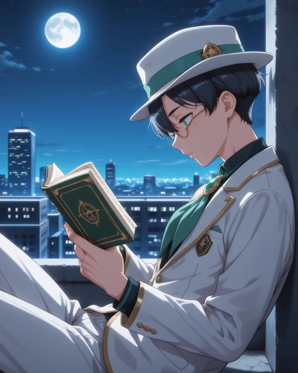 月明りで読書マン