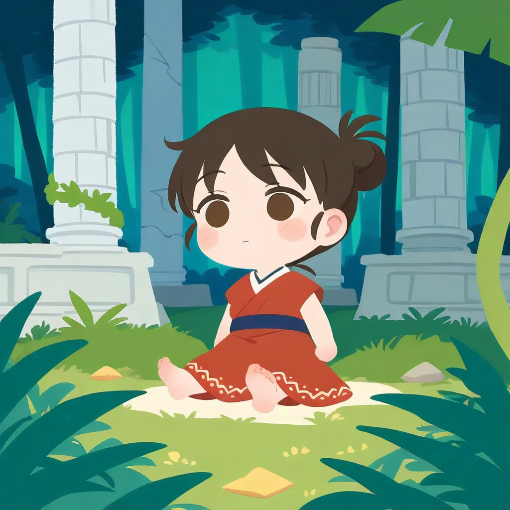 遺跡の裸足ガール