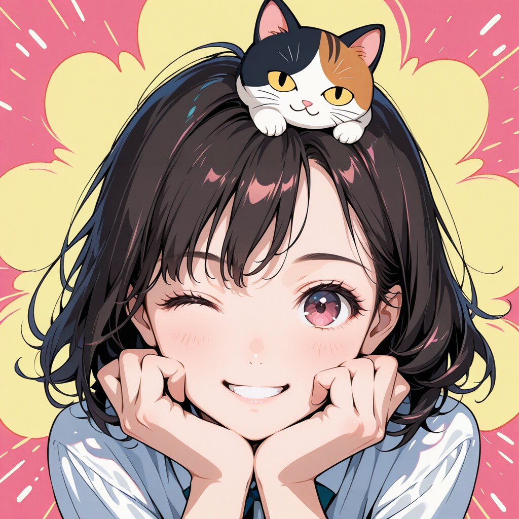 ネコを被った女の子（画風色々）