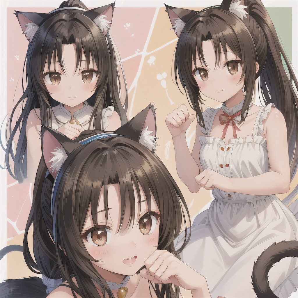 黒髪ポニテのケモ耳少女