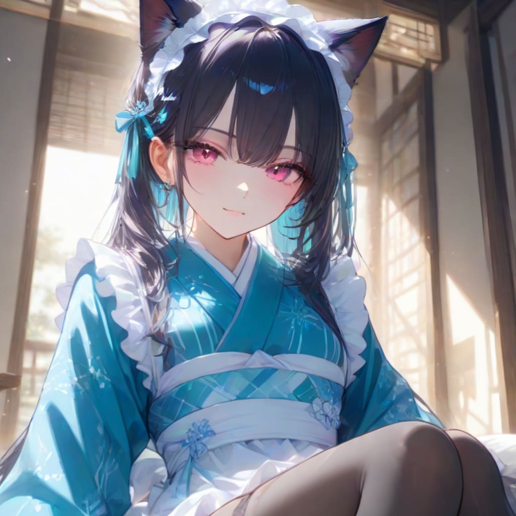 黒猫メイドのオンとオフ