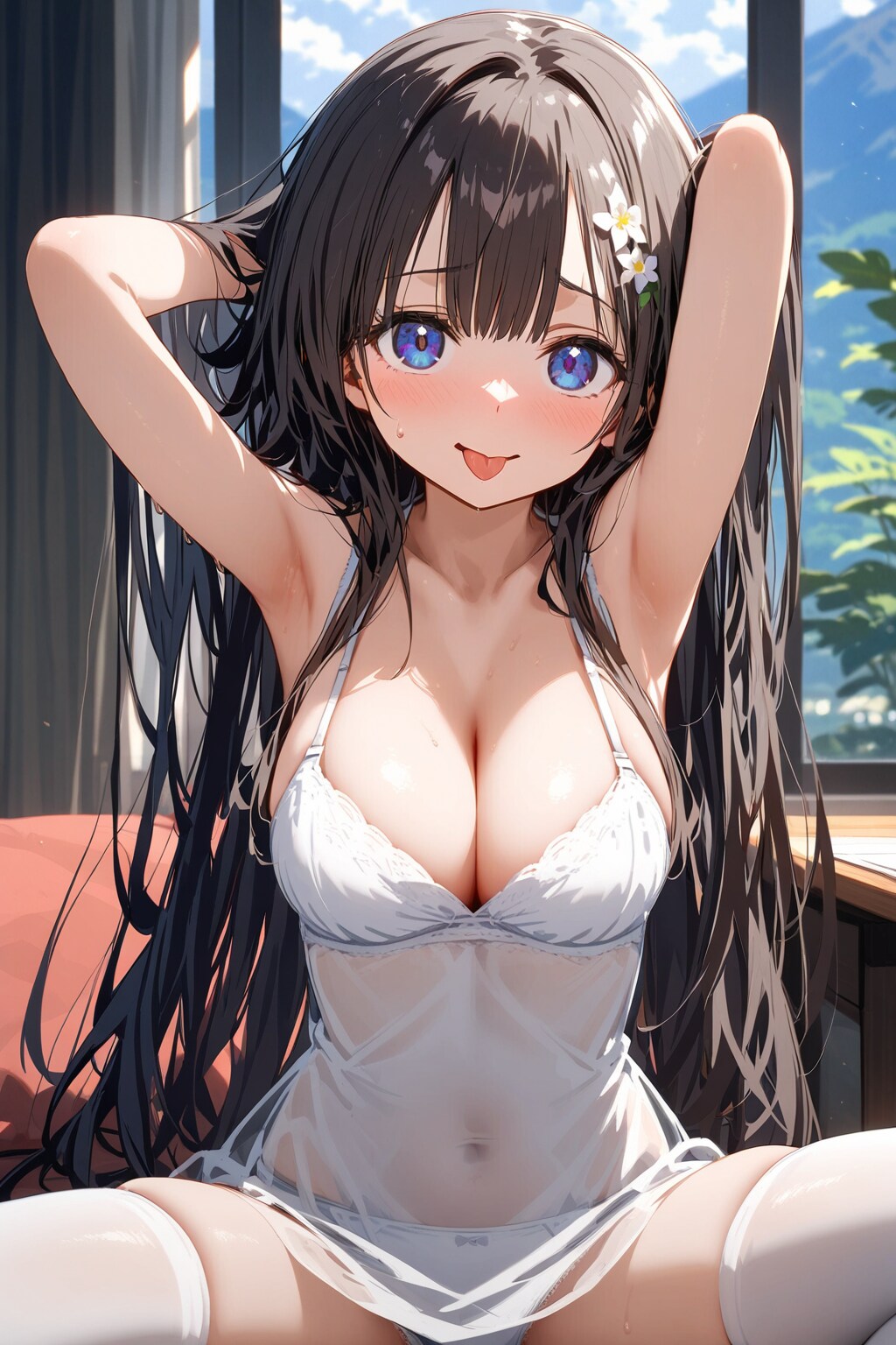 黒髪ロングシースルー