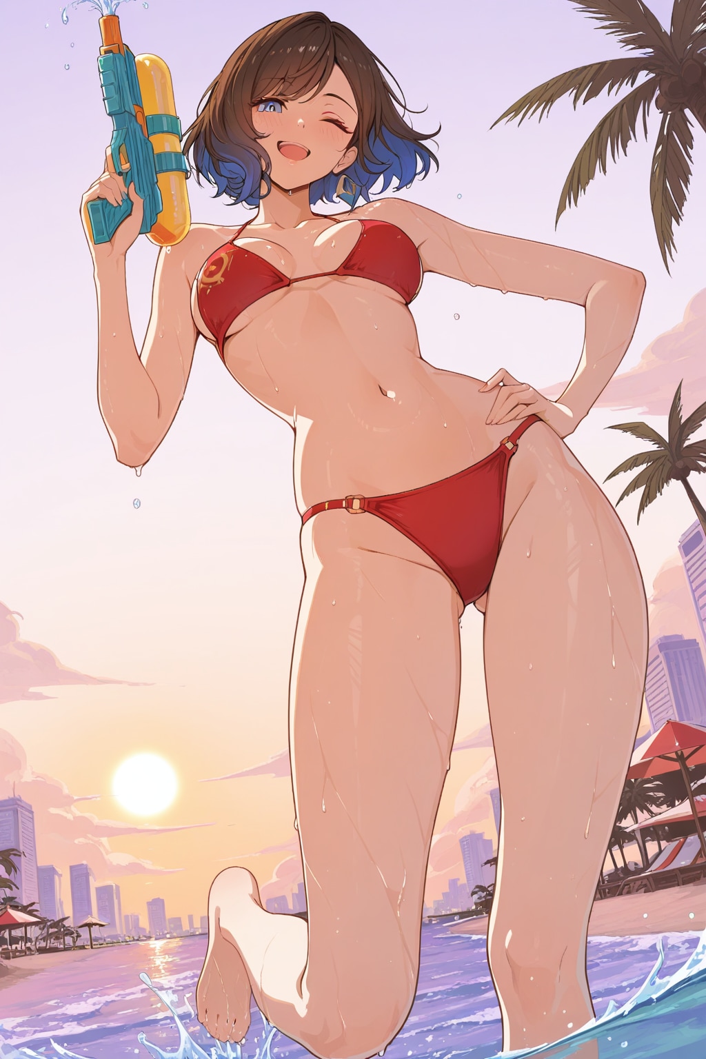 海なのではしゃぐ