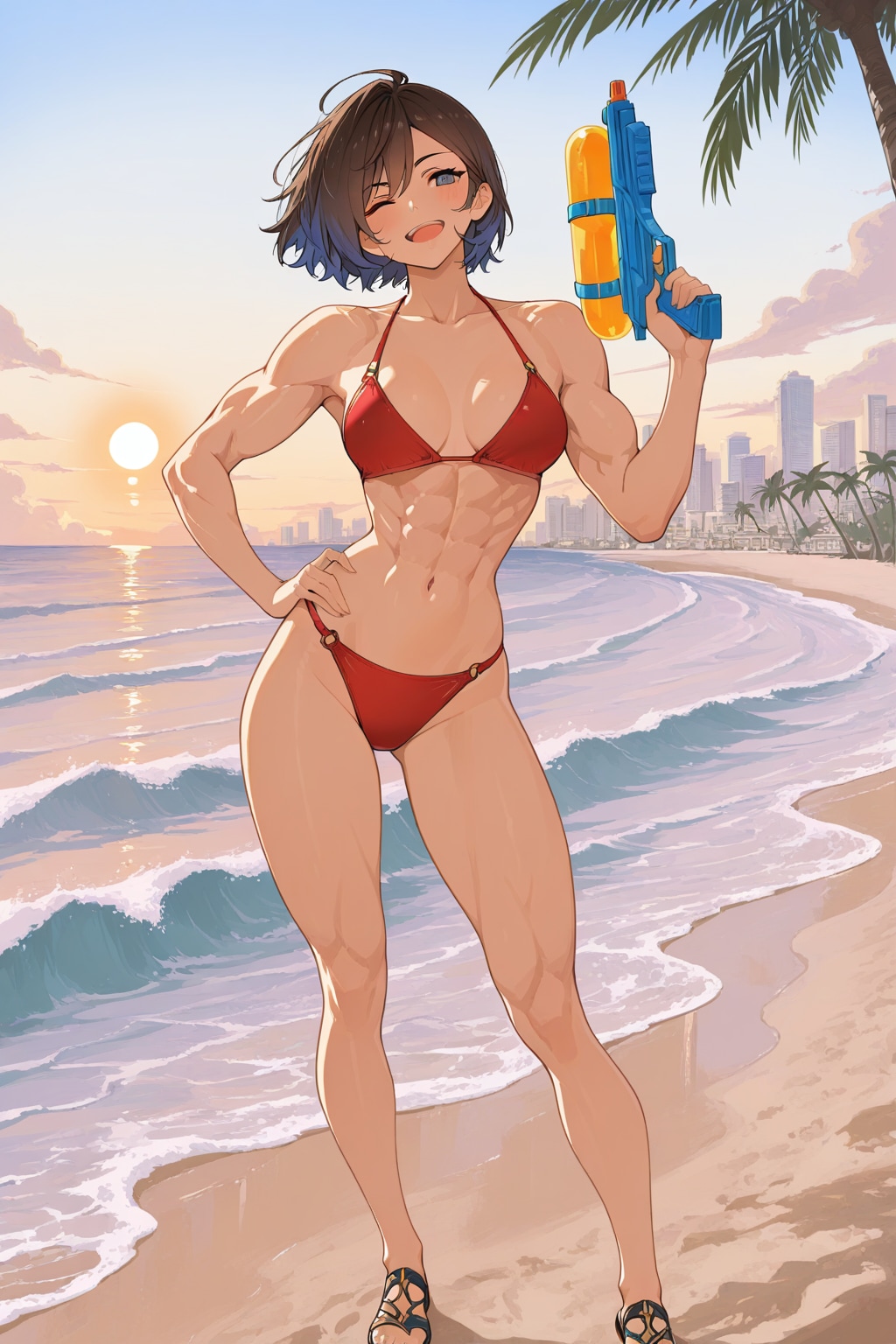 海なのではしゃぐ