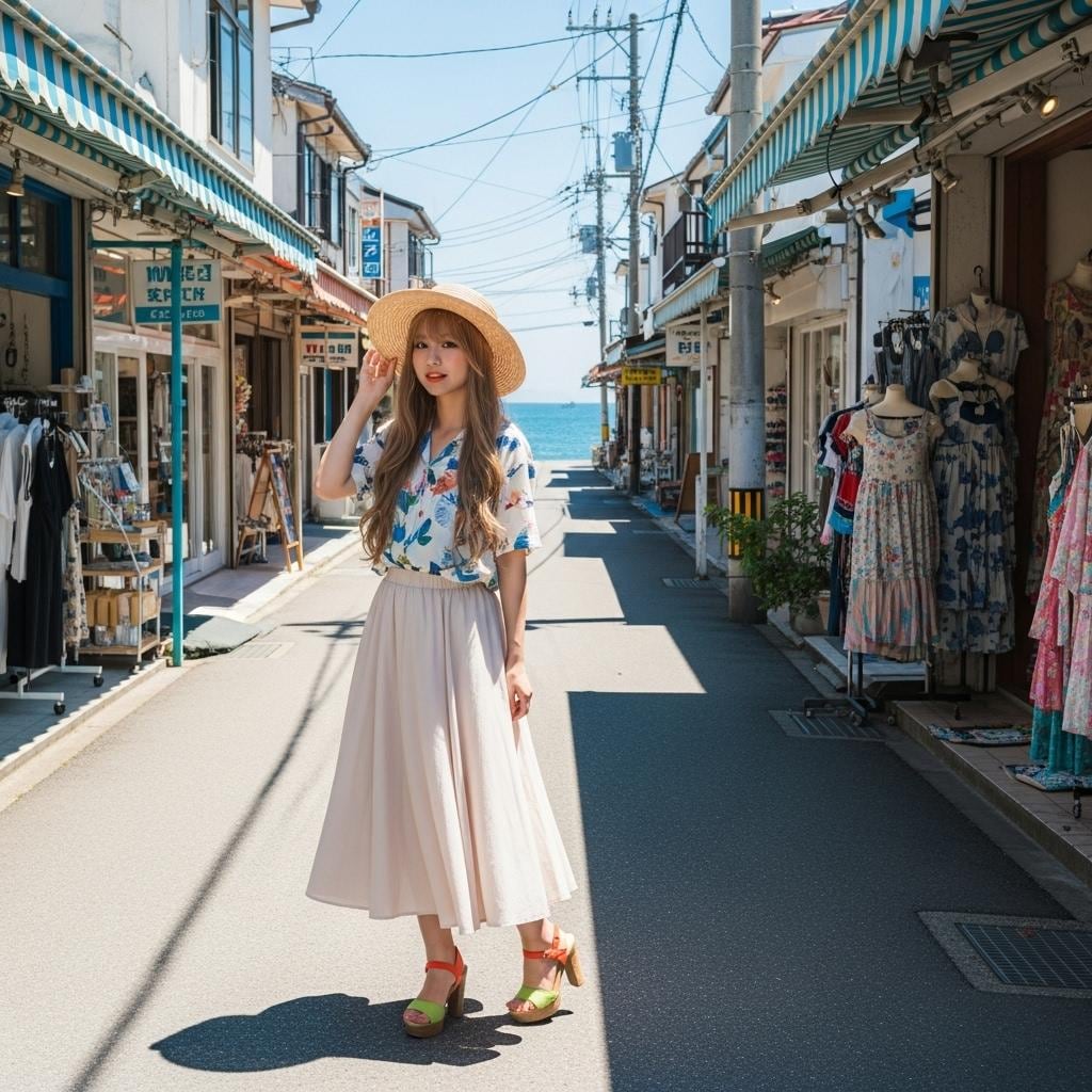 夏の観光地の裏道で