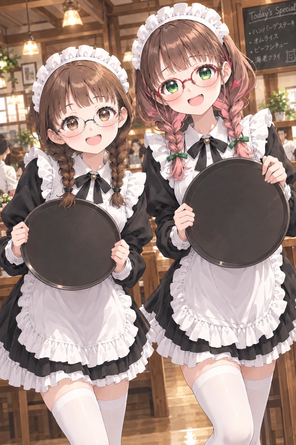 委員長ちゃんと優花ちゃんのメイド店員さんコンビ