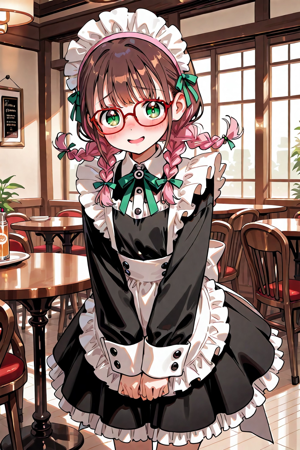 委員長ちゃんと優花ちゃんのメイド店員さんコンビ
