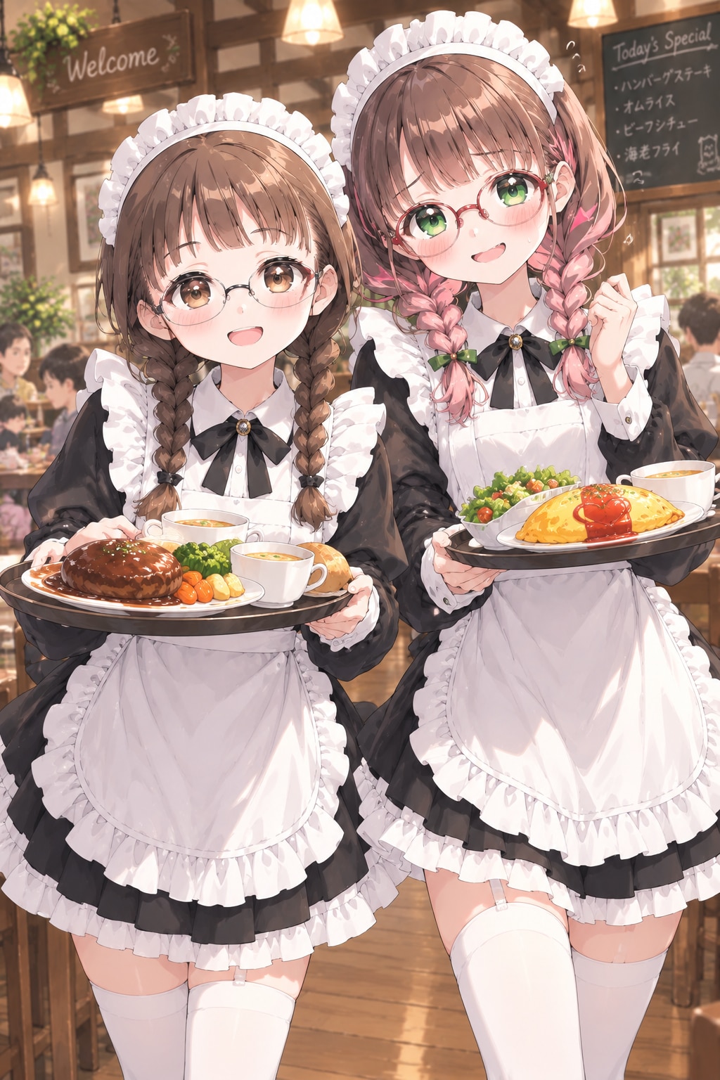 委員長ちゃんと優花ちゃんのメイド店員さんコンビ