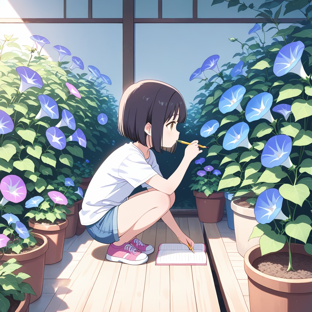 朝顔一気に咲き過ぎだよ、もー | の人気AIイラスト・グラビア