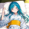 緑髪浴衣娘（606） 3枚目