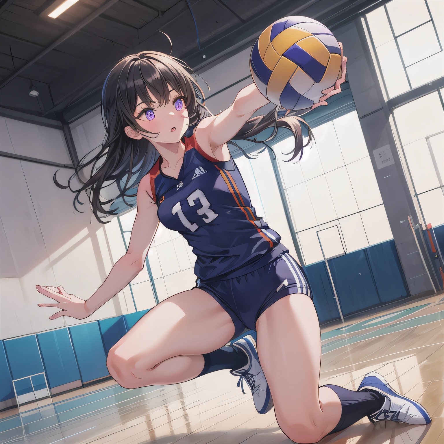 黒髪ロングでユニフォームの少女６１ | の人気AIイラスト・グラビア