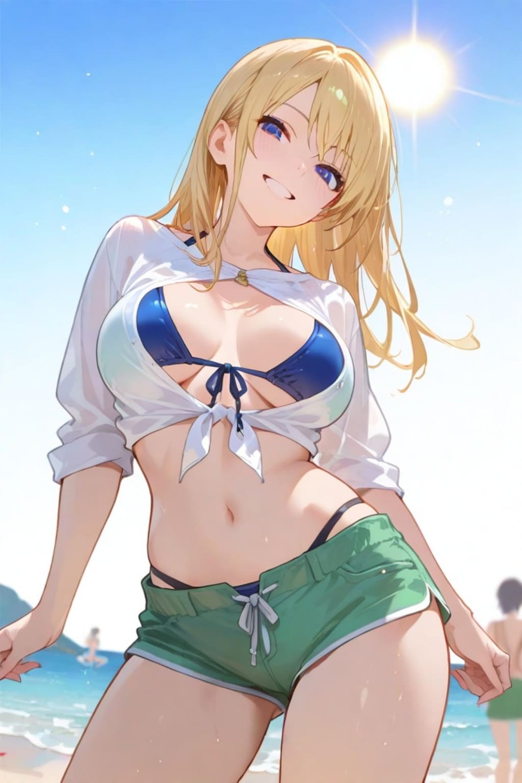 ビーチの金髪ちゃん