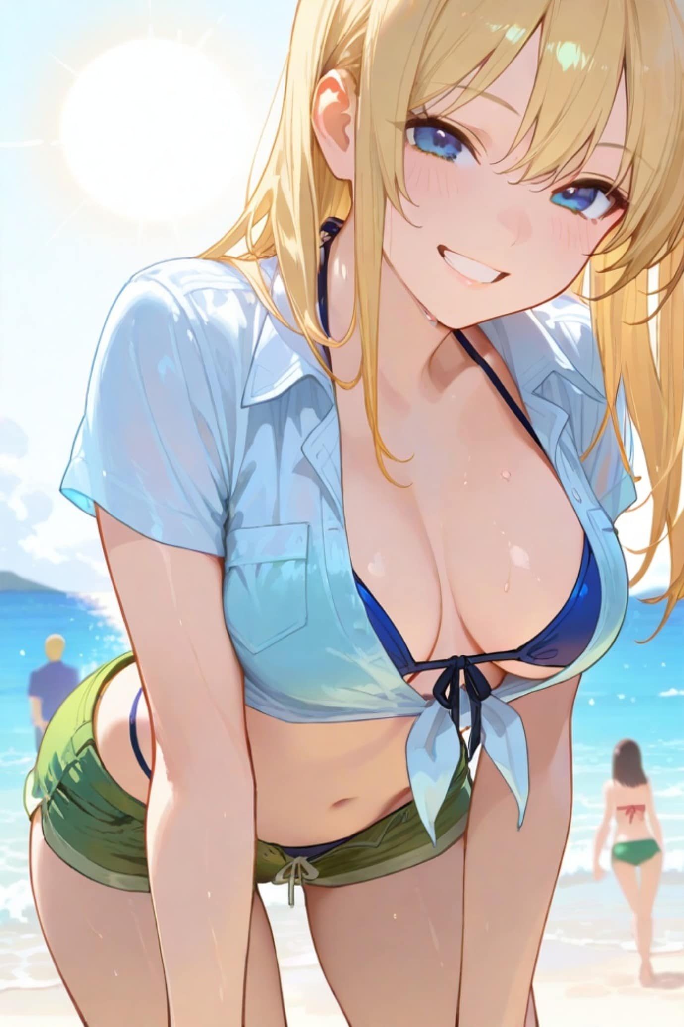 ビーチの金髪ちゃん