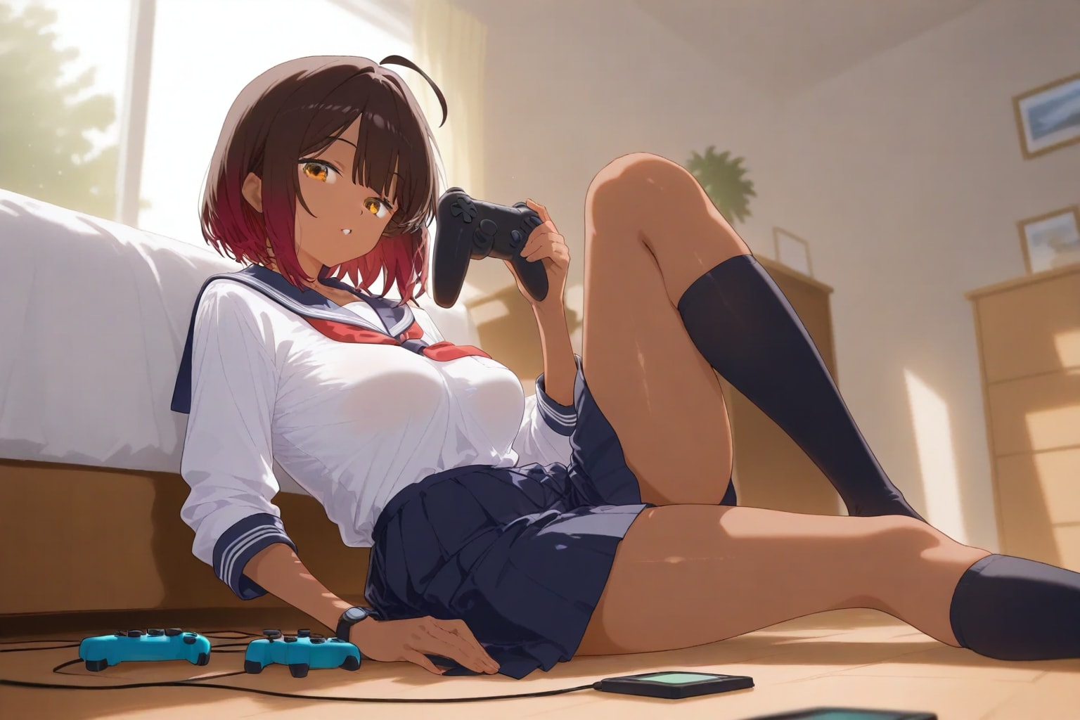 ゲームをするJK