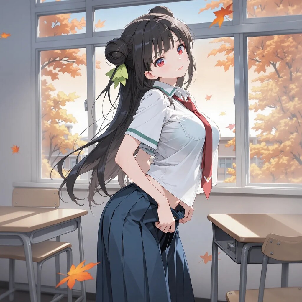 お団子少女着替え中