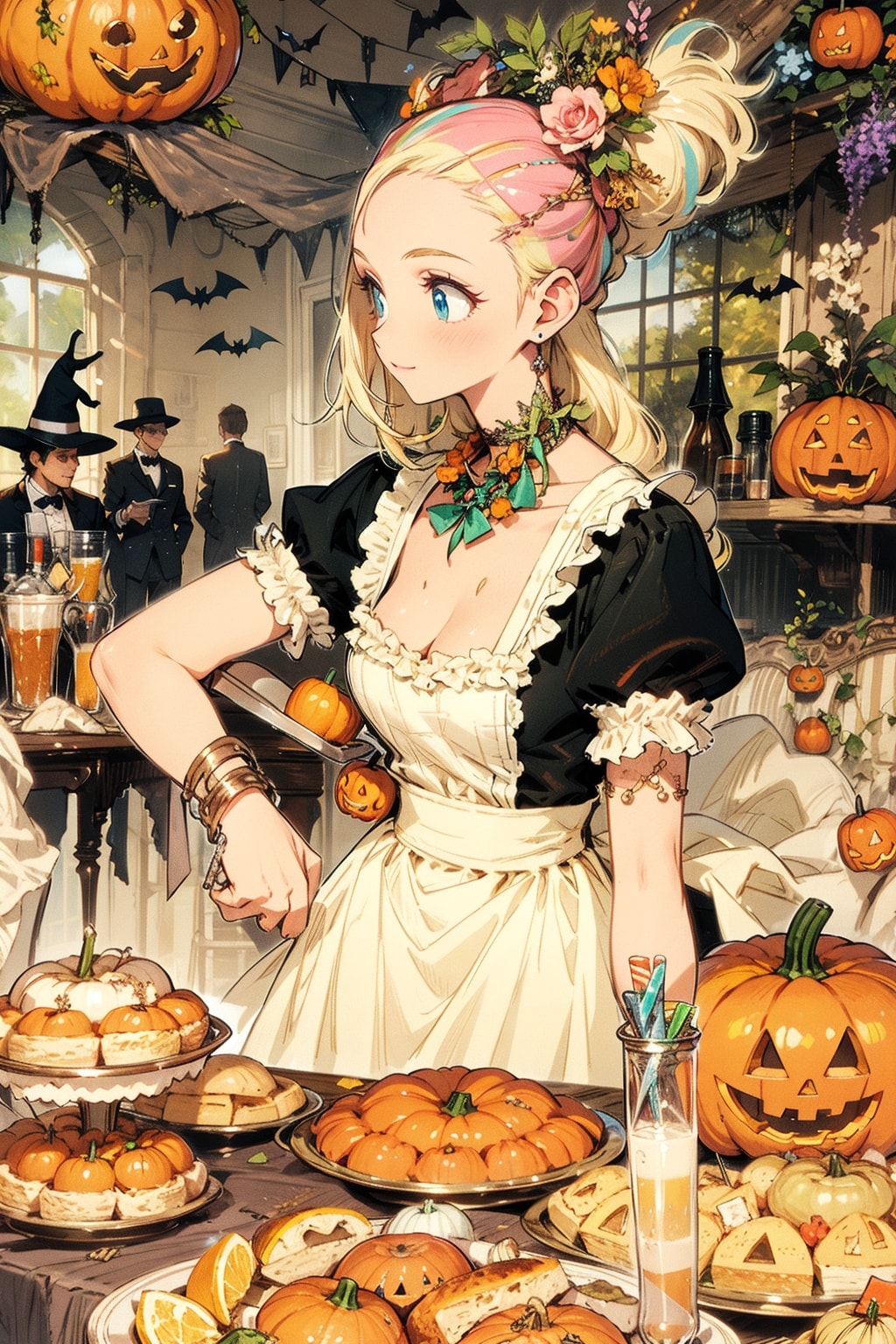 パーティー準備をするメイドさん