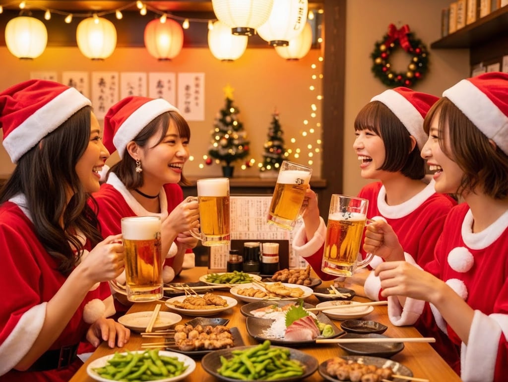 X'masイベントの仕事の打ち上げでグイグイ呑む女子